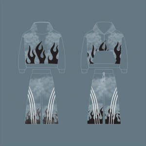 ชุดวอร์มลายพิมพ์ไท-ได แฟชั่นลายเปลวไฟ |   ชุดสองชิ้นโลโก้แบบกำหนดเอง - Product Image 2