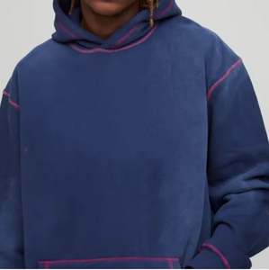 Sweat à capuche pour homme, 100% coton épais, hiver, personnalisable, avec surpiqûres contrastées, en tissu éponge, effet vieilli et délavé à l'acide - Product Image 3