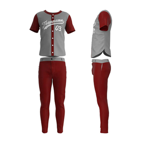 Uniforme de baseball gris Mahroon, vêtements d'équipe confortables, tissu doux au toucher, imprimé par sublimation, dernier uniforme de baseball pour hommes - Product Image 2