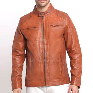 Veste d'hiver de haute qualité avec logo personnalisé pour hommes, vêtements de mode avec col montant et logo avant, veste en cuir - Product Image 1