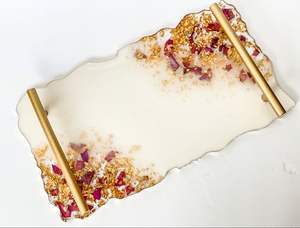 DISEÑOS Bandeja de servicio de epoxi de resina hecha a mano Esenciales de cocina únicos para el hogar Restaurante Hotel Servicio decorativo Tra - Product Image 4