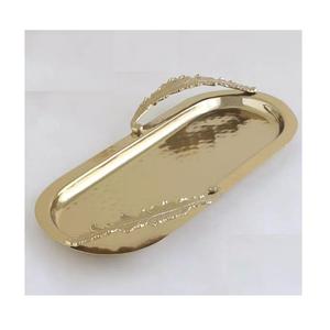 Bandeja de servir de mármol blanco con elegantes asas de metal dorado, bandeja de servir de calidad premium para accesorios de hotel. - Product Image 3