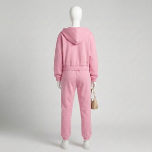 Ensemble de survêtement streetwear pour femme, sur mesure, élégant, de haute qualité, avec impression de logo, vêtements de sport, ensemble long et lourd - Product Image 4