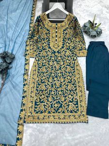 <b>Presenting</b> New Designer Faux Georgette Sequence Embroidery and Stone Handwork Top and Bottom With Lace Border Dupatta - Product Image 2