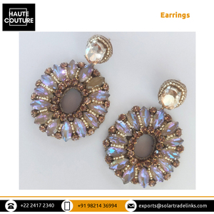 ของผู้หญิงสวมใส่ขนาดเล็กทรงกลมมือปักแฮนด์เมดคริสตัลสีรุ้ง Marquis ทำต่างหูในราคาต่ำสุด - Product Image 3