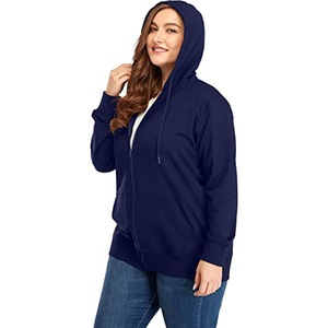 Sudadera con capucha para mujer, de color liso, cremallera térmica, forro polar, talla grande - Product Image 5