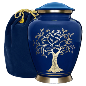 Urna Funeraria Grande Árbol de la Vida Azul para Cenizas Humanas, Excelente Calidad al Mejor Precio para Cremación Funeraria por ACW - Product Image 1