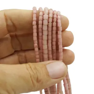 Vente en gros de perles de verre rose d'inspiration vénitienne vintage africaines du Ghana perles pastel douces perles de verre au chalumeau en cristal - Product Image 4