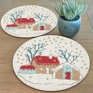 ที่รองจานลูกปัดทรงกลมทำด้วยมือสำหรับโต๊ะอาหารของตกแต่งคริสต์มาสงานเลี้ยงสังสรรค์ในครอบครัว - Product Image 5