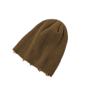 Bonnet en tricot personnalisé effet vieilli, plusieurs couleurs, style déchiré, en acrylique, chaud, unisexe, extensible, style streetwear, logo personnalisé, OEM - Product Image 2