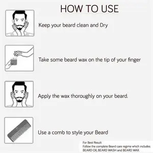 Cire à barbe biologique à étiquette privée pour hommes |   Baume coiffant pour moustache et barbe à tenue forte en gros OEM avec des huiles naturelles - Product Image 4