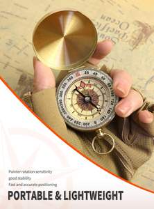 Boussole vintage étanche en cuivre classique avec motif circulaire pour la randonnée, la survie et la navigation en plein air - Product Image 3