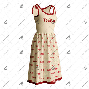 Delta grec personnalisé | Sigma | Theta | Vêtements de sororité DST robe à volants longueur midi débardeur sublimé - Product Image 1
