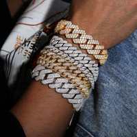 Pulsera de Plata de Ley con Moissanita, Diseño Nuevo 2026, para Hombre, Forma de Cadena, Chapada en Oro, Estilo Hip Hop, Forma de Candado, 1 Quilate