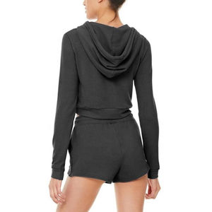 Haut court à capuche décontracté pour femme, tendance hiver, en tissu polaire écologique, style streetwear et usage quotidien - Product Image 6