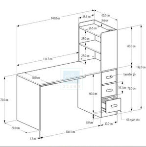Bureau en bois bureau d'ordinateur bureau avec bibliothèque style moderne prix abordable - Product Image 3