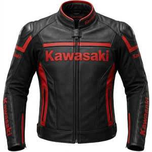Veste de moto en cuir de vache véritable Rawasaki pour homme/Chaqueta, équipement de protection CE niveau 2 avec bosse - Product Image 1