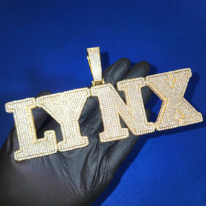 Pendentif avec nom en moissanite en argent 925, collier personnalisé avec lettre, aspect diamant glacé, luxe, hip-hop, unisexe, bijoux fins - Product Image 3