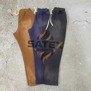 Pantalon décontracté épais pour homme en polyester/coton, style vintage, poids lourd, délavé à l'acide, avec cordon de serrage, en molleton bouclé - Product Image 4