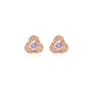 Women's Cute Natural Zircon Faceted Cut Gemstone Floral Design 18K Gold Plated 925 <b>Sterling</b> <b>Silver</b> <b>Stud</b> Earrings Anniversary - Product Image 3