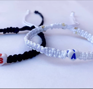 Heart Macrame Partners Bracelets <b>Set</b> of 2, Letter Beads Matching Couple Bracelets *CUSTOMIZABLE* - Product Image 2