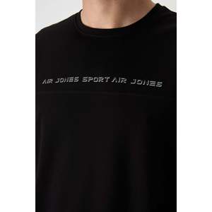 T-shirt imprimé pour homme, coupe ample, noir, jersey de coton épais texturé, 100% coton 88371 - Product Image 5