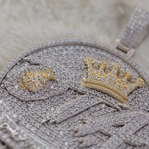 Custom 14K Gold Two-Tone Round Moissanite Diamond Tester Pass Pendant & <b>Charm</b> Unique Design for Style-Conscious Individuals - Product Image 2