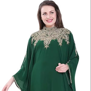 Robe de bal perlée Robe abaya musulmane sur toute la longueur avec embellissements en cristal et motif antistatique Décoration abaya - Product Image 1