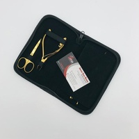 Kits d'Outils Professionnels pour Manucure Pédicure en Acier Inoxydable Plaqué Or avec Logo Personnalisé, Durables (Poussoir, Coupe-Ongles, Ciseaux)