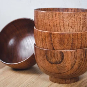Bols à mélanger en bois faits à la main écologiques-Saladiers en bois d'acacia avec design profond et finition lisse de haute qualité - Product Image 1