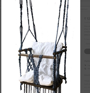ชิงช้าเด็กทำจากผ้าฝ้ายย้อมสีธรรมชาติทำด้วยมือมีสไตล์สีเตียงนอนเด็ก - Product Image 3