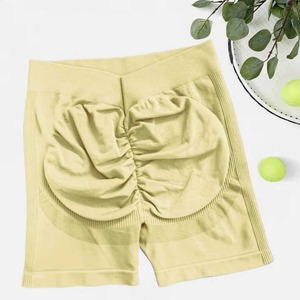 Pantalones cortos de yoga Nylon Entrenamiento Pantalones cortos para correr LOGO 10 colores V-cintura Gimnasio Fitness Sin costuras Scrunch Butt Sports Shorts 3 Push up - Product Image 5