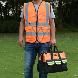 Gilet de travail réversible et durable haute visibilité, personnalisable, imperméable, couleur orange, avec caractéristiques de sécurité réfléchissantes, pour l'hiver - Product Image 2