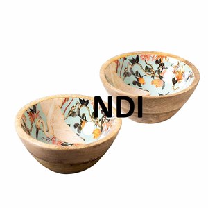 Bol de service décoratif sur mesure finition émaillée bol de service à soupe finition émaillée bol en bois - Product Image 3