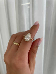 Bagues de fiançailles en or massif 18 carats, bagues de mariage de luxe faites à la main en laboratoire, taille poire, diamant cultivé, cadeau pour elle - Product Image 3