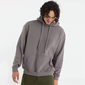 Sweat à capuche décontracté pour homme en polyester/coton, respirant, avec logo personnalisé brodé, coupe classique, uni, pour l'hiver - Product Image 1