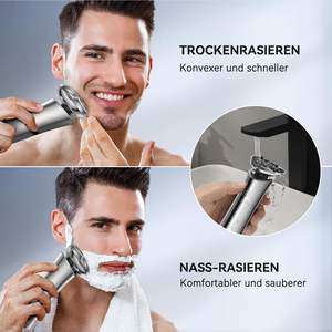 Afeitadora Eléctrica para Hombre, Afeitadora de Láminas, Afeitadora en Seco y Húmedo, Cuchilla Doble de Acero Inoxidable, Resistente al Agua IPX7, Recortadora de Barba - Product Image 3