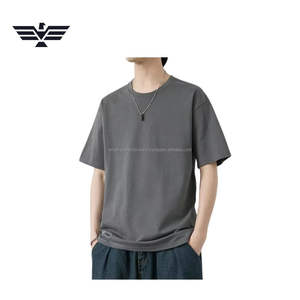 Camiseta de Manga Corta para Hombre, Talla Grande, 100% Algodón, Antiencogimiento |   Camiseta Minimalista de Estilo Urbano con Hombros Caídos - Product Image 1