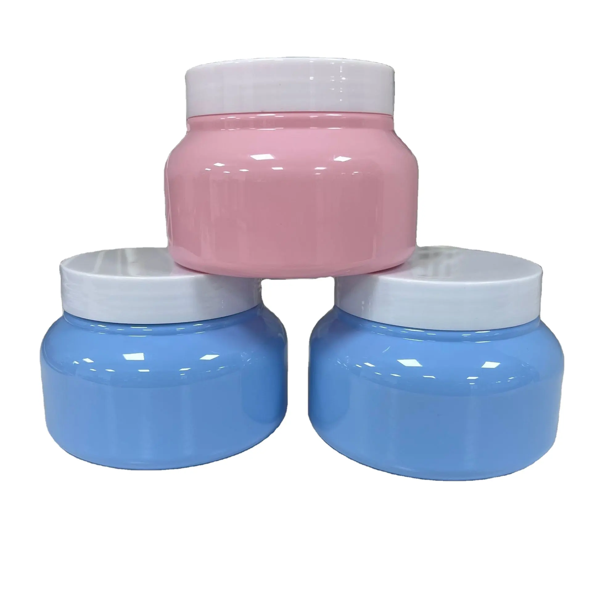 Prix usine 250ml rose bleu PET bocaux en plastique Support couleur personnalisée pour beurre corporel crème cosmétique crème pour le visage emballage