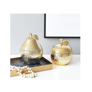 Boîte de service en aluminium couleur or pour dattes, en forme d'ananas, faite à la main, pour la maison et l'hôtel. - Product Image 2