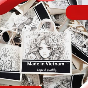 La Bolsa De yute de tamaño personalizado más vendida con estampado de logotipo, bolsa de compras colorida hecha en Vietnam con patrón de letras único - Product Image 2