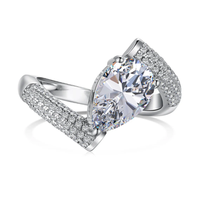 Anneaux pour femmes en argent sterling 925 plaqué or, bijoux en gros, nouveau design 18 carats avec zircon cubique blanc en forme de cœur - Product Image 3