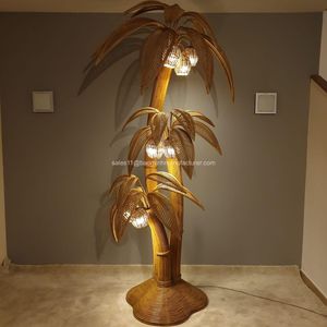 HOT TRENDS 2023! Triple Coconut Tree <b>Wicker</b> Floor Lamp <b>Shade</b> Modern Style From Vietnam - Product Image 1