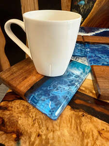 Sous-verres et porte-gobelets en résine peints à la main, écologiques et élégants, artisanat pour bar, cuisine, maison, appartement, ARTISANAT INTAMPOURABLE - Product Image 2