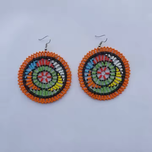 Handmade Seed Bead Hoop <b>Tassel</b> <b>Earrings</b> Multicolor Boho Dangle Fashion Jewelry Women Party Festival Accessories - Product Image 2