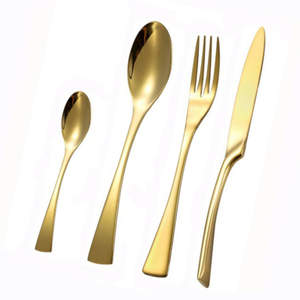 Elegante oro al por mayor cuchillo tenedor cuchara cubiertos de acero inoxidable juego de cubiertos de Metal moderno para fiesta de Navidad - Product Image 5