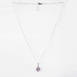 NOVAMART Fine Platinum Rhodium-Plated Water Drop <b>Pendant</b> with Emerald Cut Zircon & <b>Opal</b> Stones Wholesale Export - Product Image 4