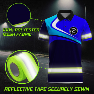 Personnalisable Hi Vis Polo Shirt Réfléchissant Bleu Néon Unisexe Summer Safety Workwear Company Team Group avec Logo personnalisé Nom - Product Image 3