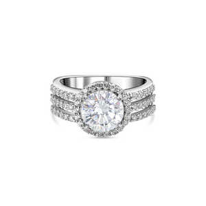 Anillo de banda de diamante solitario americano de 2 quilates, oro amarillo de 14 quilates, chapado en rodio, estilo geométrico romántico, anillos finos certificados IGI - Product Image 2