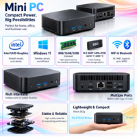Mini PC Intel N95 Windows 11, 8/16/32 Go de RAM DDR4 en option et SSD NGFF, boîtier en plastique, ports USB, RJ45, ordinateur de bureau professionnel